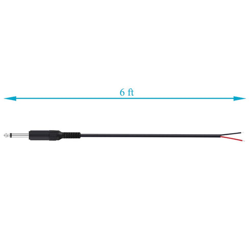 Fancasee 2 Pack 6 ft Replacement 6.35mm Male Plug to Bare Wire Open End TS 2 Pole Mono 1/4" 6.35mm Plug Jack Connector Audio Cable for Microphone ...