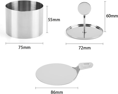 Guowall Round Cake Mold Stainless Steel Cake Mousse Mold Cake Ring Including Pusher and Lifter Baking Accessories-3pcs/set...