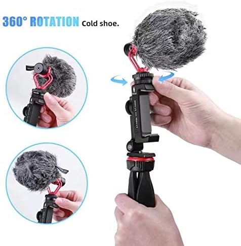 Metal Phone Tripod Mount w Rotatable Cold Shoe for Micphone Easy Use,Compatible with iPhone Tripod Adapter, Cell Phone Mount Holder,Hot Video Crea...