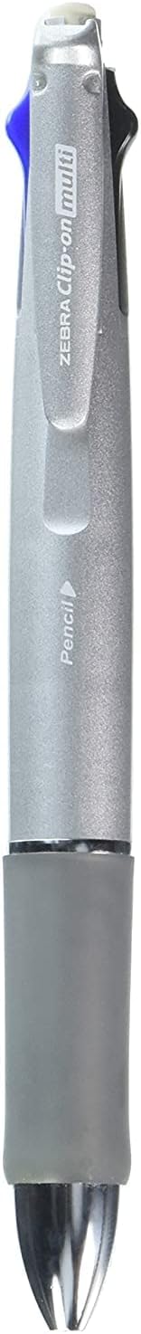 Zebra Clip-On 1000, 4 Color 0.7 mm Ballpoint Multi Pen 0.5 mm Pencil, Silver Body (B4SA2-S)...
