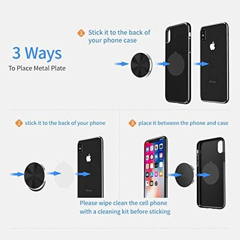 Cell Phone Metal Plates for Magnetic Car Mount 4 Pack. Replacement Set of Cute Gold Round Metal 3M Adhesive Backing Discs for Magnetic Phone Holde...