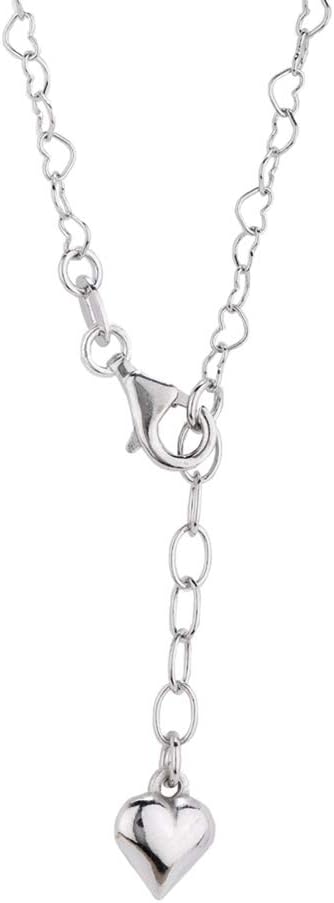 Sterling Silver Jewelry - Rhodium Plated 925 Stamp - Interlinked Chain & Drop Heart Anklet - Stylish Beautifully Designed for Women - 9" Long + 1"...