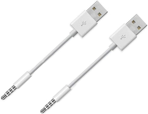 Amicable USB Date Cable Replacement for iPod Shuffle Charger Cable,(2-Pack) 3.5mm Jack/Plug to USB Power Charger Sync Data Transfer Cable for iPod...