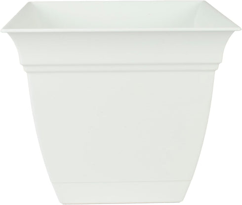 The HC Companies 12 Inch Eclipse Square Planter with Saucer – Indoor Outdoor Plant Pot for Flowers Vegetables Herbs, White...