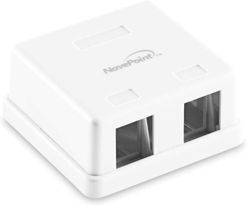 NavePoint Keystone Jack Surface-Mount Box 2-Port White, 10-Pack...