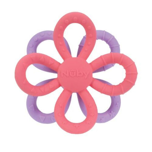 Nuby Fun Loops Teether - Flower-Shaped Infant Teething Toy for Babies - 3+ Months - Pink and Purple...