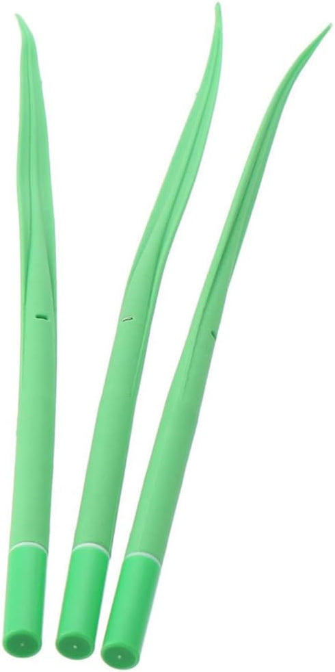 25 Pcs Ballpoint Pens,Green Leaf Like Grass Neutral Pens With Cover Easy Flow Black Ink...