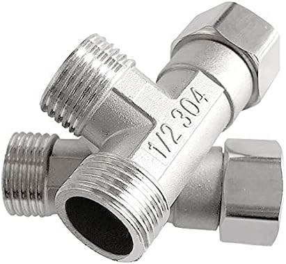 Beduan Stainless Steel 1/2" G 3 Way Diverter, Movable Cap Flexible Tee Connector for Angled Valve, Bidet, Sprayer, Shower Arm (All 3 way is 1/2 G ...