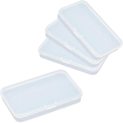 AKOAK Clear Polypropylene Rectangle Mini Storage Containers Box with Hinged Lid for Card,Accessories,Crafts,Learning Supplies,Screws,Drills,Batter...