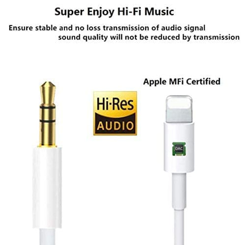 esbeecables Aux Cord for iPhone, Apple MFi Certified Lightning to 3.5mm Aux Cable for Car Compatible for iPhone 14 13 12 11 XS XR X 8 7 6 iPad iPo...
