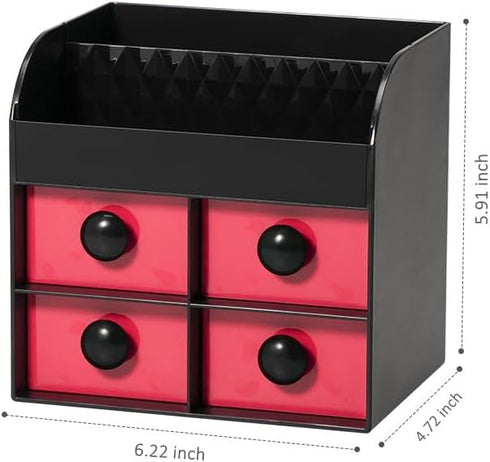 KAFUN 1pcs Desktop Storage Organization for Office Supplies,Desk Organizer with 4 Drawers,Makeup Organizer Countertop,Bathroom Makeup Organizer, C...