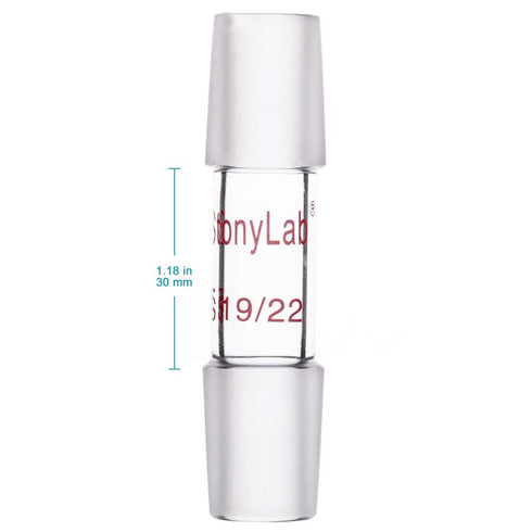 stonylab Glass 19/22 Straight Laboratory Adapter, Borosilicate Glass 30 mm Between Two 19/22 Ground Inner Standard Taper Joints for Laboratory Lab...