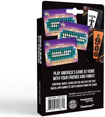 WHEEL of FORTUNE Deluxe JUMBO Card Game, Play America’s Game at Home with Friends and Family, Spin The Wheel, Solve a Puzzle, Win! Home Entertainm...