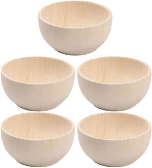 SEWACC 5pcs Wooden Bowls Unfinished Bowls Unpainted Wooden Bowls Serving Bowl Wood Crafts Bowls Pinch Bowls for Fruits Salad Cereal...