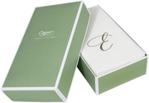 Caspari White Pearl Paper Linen Guest Towels, Monogram Initial, Pack of 24...