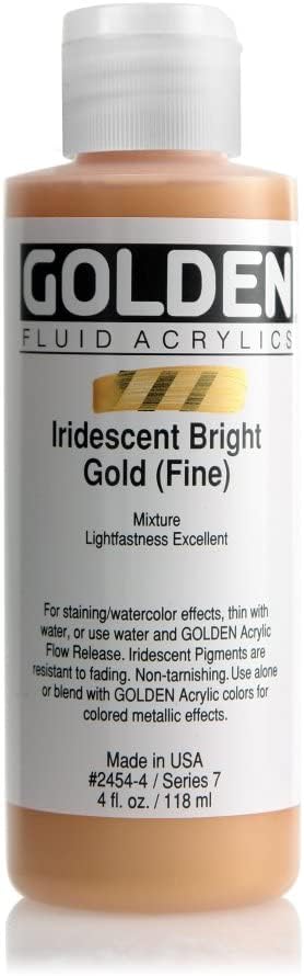Golden Fluid Acrylic, 4 ounce bottle, Iridescent Bright Gold Fine...
