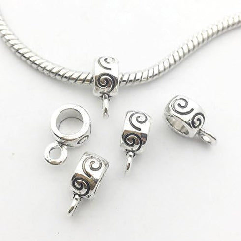 100g (About 125pcs) Mixed Tibetan Tube, Spacer Bail Bead Hanger Fit Charm European Bracelet Pendant (Antique Silver), 125...