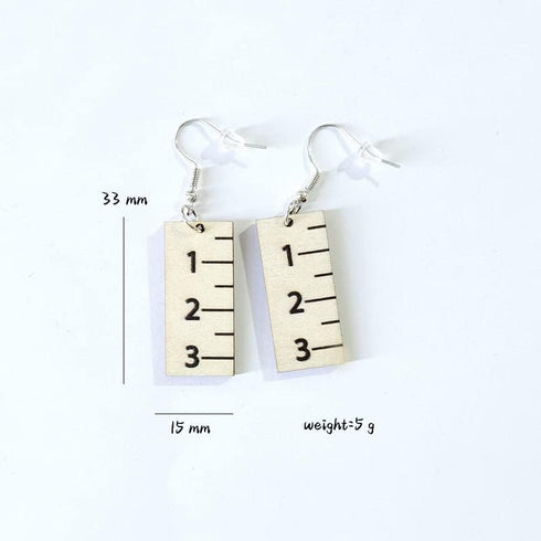 Teacher Stud Earrings Set Colorful Crayon Pencil Ruler Heart Shape Teacher's Gift Rainbow Dangle Earrings Bulk Wooden Jewelry for Women for school...