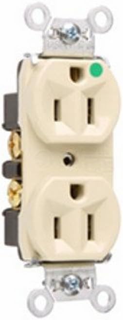 Legrand Pass & Seymour 8200HI 15 Amp Hospital Grade Heavy Duty Compact Design Duplex Receptacle Outlet, Back and Side Wire, Ivory (1 Count)...