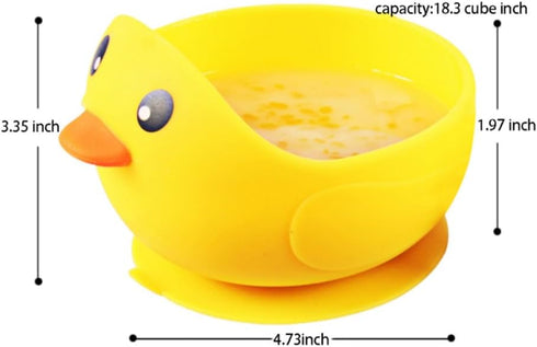 Silicone Baby Bowl Stay Put as Independent Eater Led Weaning Supply,The Ducky Cartoon Suction Dishware with Protrusion is Spill and Topple Proof f...