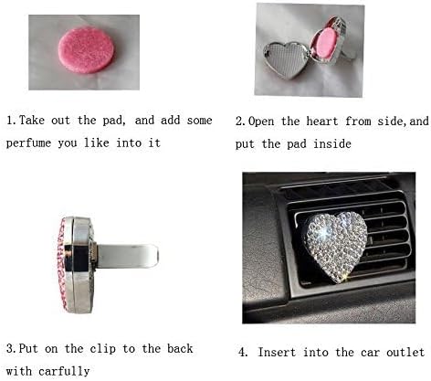 Crystal Sparking Heart Shape Natural Car Vent Clip Air Freshener For Auto (Silver)...