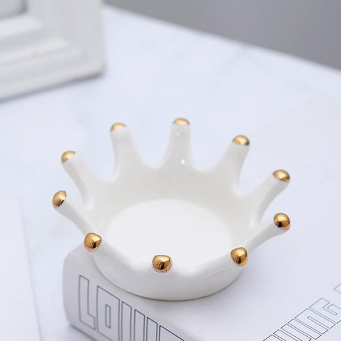 Royal-Crown-Jewelry-Tray Ring-Necklace-Jewelry-Trinket-Dishes Ceramic-Decorative-Holder Engagement Brithday Mother Gifts...