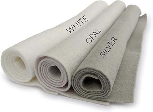Opal - Heathered White -Wool Felt Oversized Sheet - 35% Wool Blend - 1 12x18 inch Sheet...