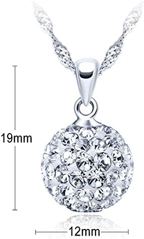 925 Sterling Silver Austrian Crystal Snowball Pendant Disco Ball Necklace for Women...