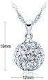 925 Sterling Silver Austrian Crystal Snowball Pendant Disco Ball Necklace for Women...