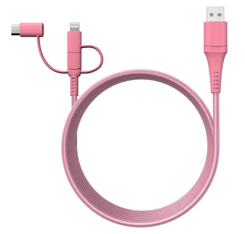Classy Chargers Universal 3-in-1 Nylon Charging Cables for iPhone, Android, and More | 6ft Certified Lightning Cable, Type C, Micro USB | Compatib...