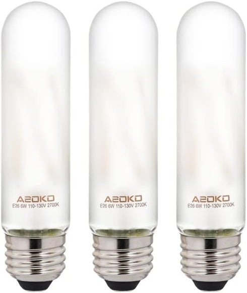 ASOKO T10 LED Frosted Bulbs Warm White 2700K 6W Dimmable Tube Vintage Led Bulbs 60 Watt Equivalent,E26 Medium Base 3 Packs...