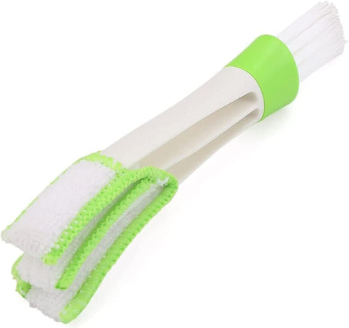 White Green Car Air Vent, Automotive Air Conditioner Cleaner and Brush Double Ended Dust Blind Cleaner Car Vent Brush Blind Brush Hand Held Magic ...