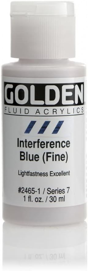 Fluid Acrylics by GOLDEN, Interference Blue (Fine), 1 fl. oz. Bottle, Professional Acrylic Paint, Transparent...