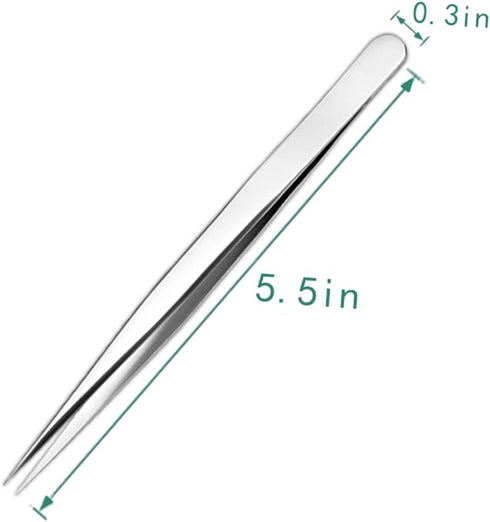 Precision Tweezers, Stainless Steel Pointed Tweezers for Craft, Electronics, Soldering, Medical and Experimental Work, Jewelry-Making, Industrial ...