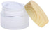3Pcs Empty Translucent Frosted Glass Cosmetic Containers with Wood Grain Cap, 1 30ml Round Jar+1 20ml Eye Dropper Bottles+1 10ml Roller Bottles fo...
