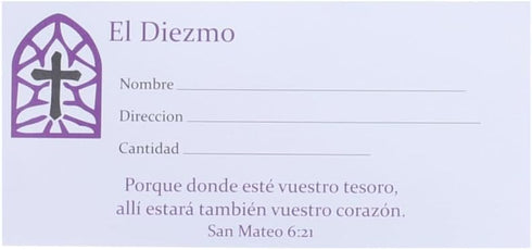 SPANISH ENVELOPE FOR TITHE AND OFFERING 100 COUNT (El Diezmo) CHURCH OFFERING ENVELOPE FOR TITHING...