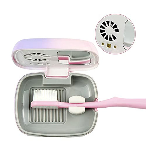 Rechargeable Mini UV Toothbrush Sterilizer Cover with Fan and USB Cord for Travel or Home, Long Battery Life and Improved Case Ventilation (Blue)...
