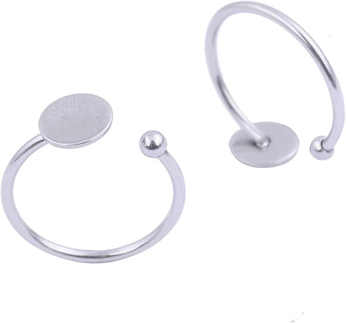 20pcs Stainless Steel Flat 8mm Pad Ring Base Blank DIY Finger Ring Bezels for Jewelry Making Accessories...