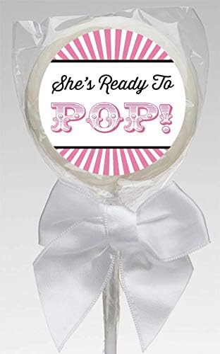 Pink Ready to Pop Baby Shower Stickers | 36 Matte Stickers | 2 Inches Round | Ready to Pop Baby Shower Labels...