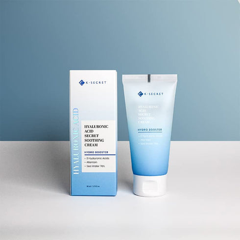 KSECRET Hyaluronic Acid Soothing Cream, 2.7fl.oz. / 80ml | Korean Skincare | Sea Water (76%) Based Soothing Moisrurizer for ALL skin types with 8 ...