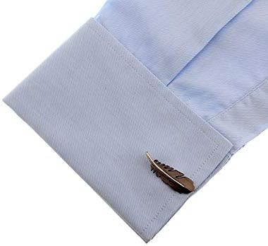 Men's Cuff Links Copper Material Gunblack Color Feather Design Cufflinks with Gift Box...