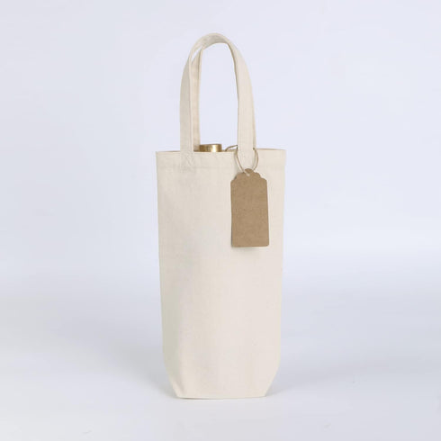 Wine Tote Bag, 10.5 x 7 x 2 inches, 4 pcs Reusable Cotton Canvas Carrier Wine Bags with Drawstring Label, Great for Travel Carrying/Holiday Party/...