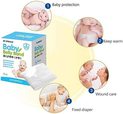 Topwon Cotton Newborn Umbilical Cord Belly Band Disposable to Protect Baby Abdomen Newborn Essentials Must Haves - 8 Pieces...
