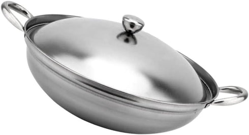 UPKOCH Stainless Steel Hot Pot Pan: 22cm Metal Shabu Shabu Hot Pot Stir Fry Pan Non Stick Hot Pot with Lid and Handle for Kitchen Cooking...