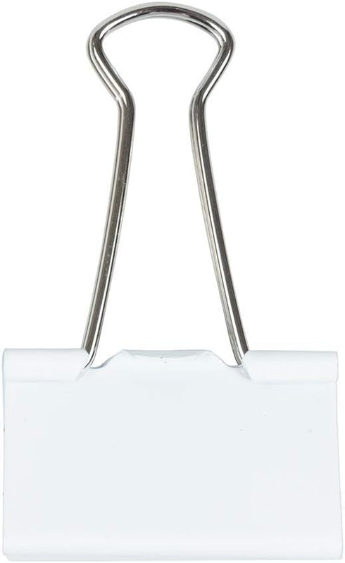 JAM PAPER Colorful Binder Clips - Large - 1 1/2 Inch (41 mm) - White Binderclips - 12/Pack...
