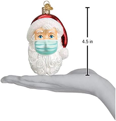 Old World Christmas Santa with Face Mask Blown Glass 2020 Unique Christmas Ornaments for Christmas Tree Decorations...