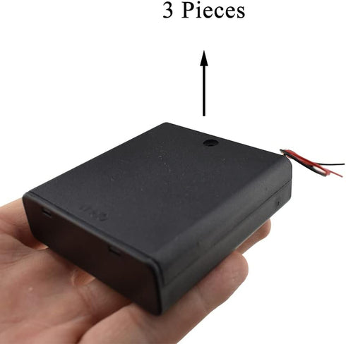HAHIYO 6V AA Battery Holder Bundle with Wire Sturdy Cover Flexible Springs Contact Build-in Switch Batteries Black Case Easy Install 3 Pieces for ...