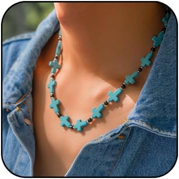 Beaded Necklace for Men, Hawaiin Summer Beach Necklace Boho Turquoise Coconut Beads Choker Necklace for Men Women...