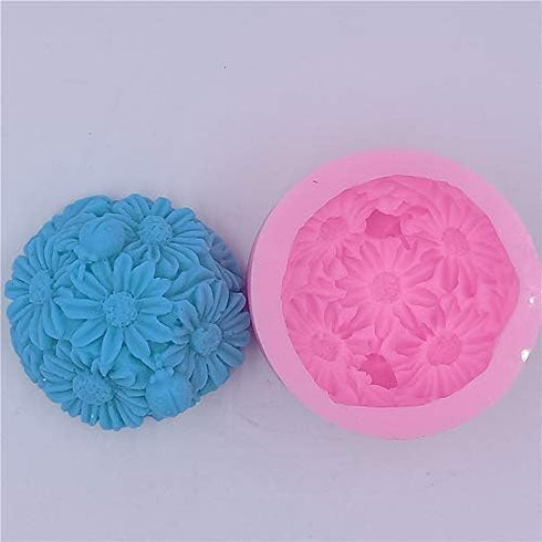 Silicone Mold 3D Ball-Flower, Daisy Flowers Shape Craft Art Silicone Soap Mold, Blooming Chrysanthemum Molds DIY Soap Molds - The Best Handmade Gi...