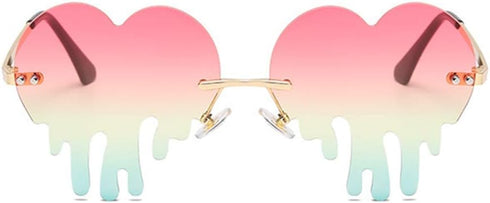 ENTHYI Melting Heart Sunglasses for Men/Women Rimless Irregular Party Unique Sun Glasses...
